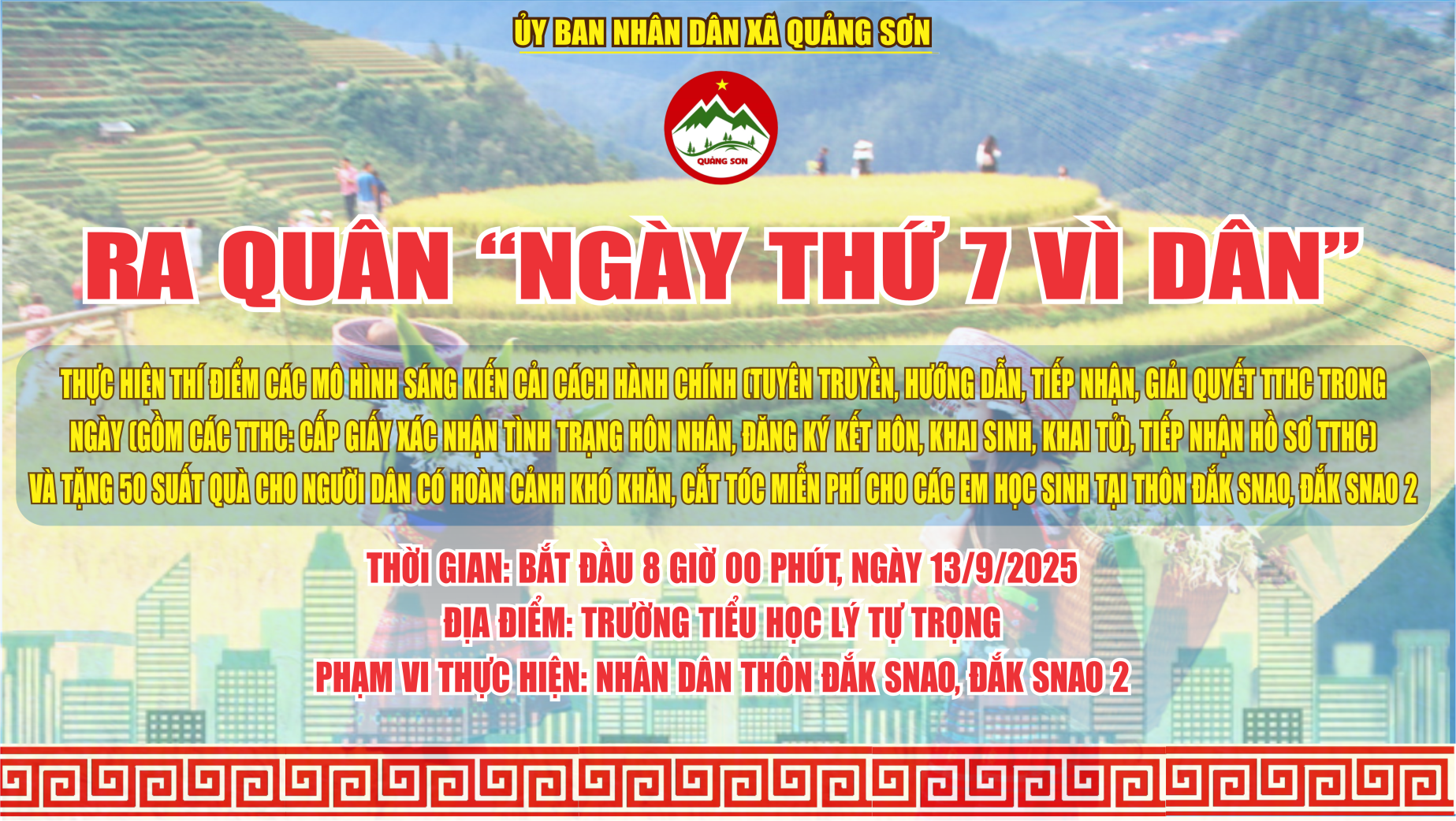 Thực hiện thí điểm các mô hình, sáng kiến trong giải quyết  thủ tục hành chính cho người dân tại các thôn, bon ở vùng sâu,  vùng xa, vùng khó khăn trên địa bàn xã Quảng Sơn